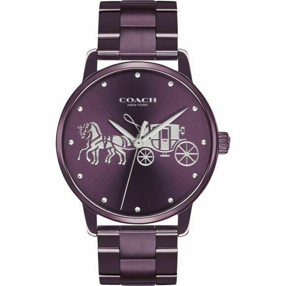 COACH 14502923 PURPLE DIAL/BAND GRAND COLLECTION 36 MM WOMENS BRACELET WATCH - Picture 3 of 5